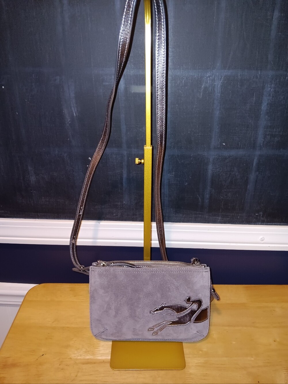 Longchamp Suede 3 Pocket Crossbody Bag